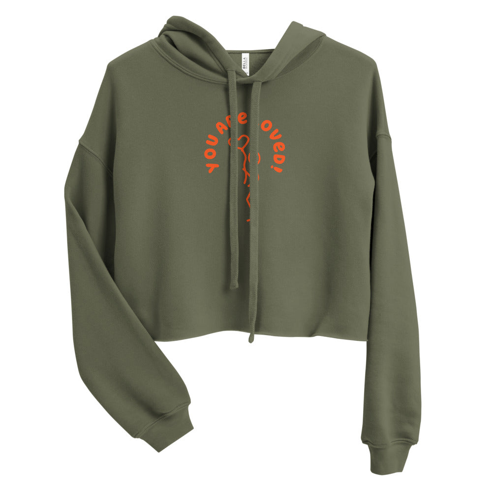 Crop Hoodie - You Are Loved - Stick Figure w/Heart